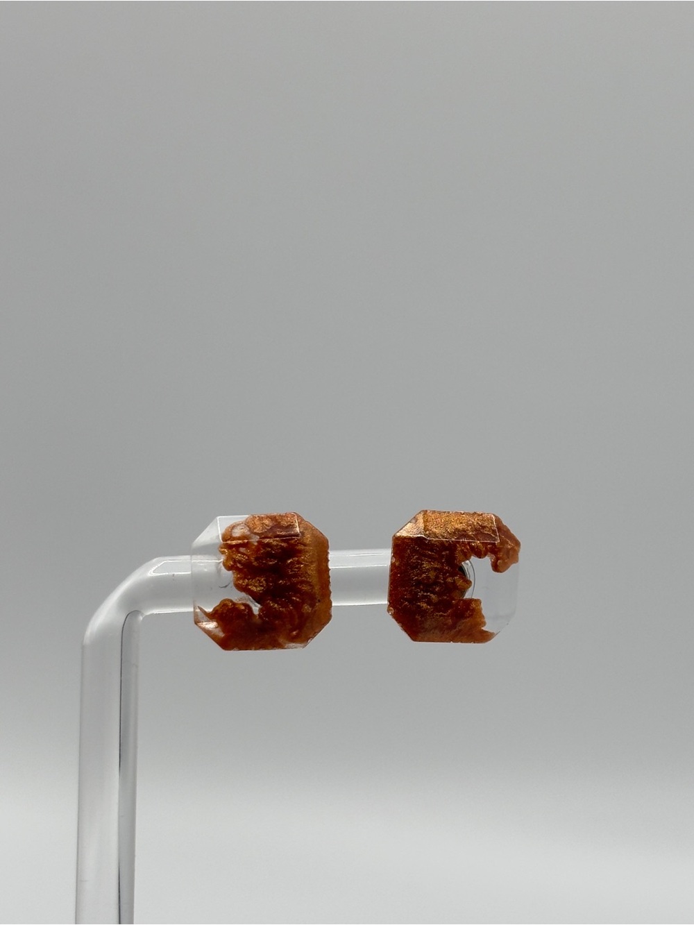 Ancient Gold Resin Transparent  Stud Earrings